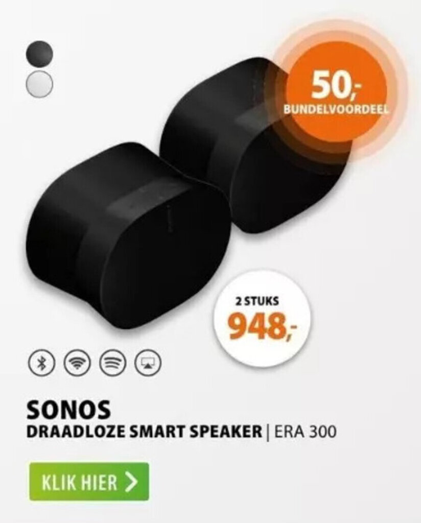 SONOS DRAADLOZE SMART SPEAKER ERA 300 aanbieding bij Expert