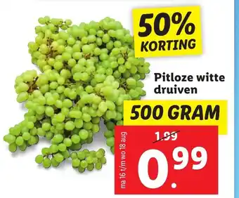 Lidl Pitloze witte druiven  500g aanbieding