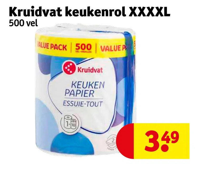 Kruidvat keukenrol xxxxl 500 vel aanbieding bij Kruidvat