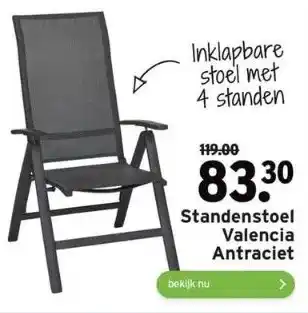 GAMMA Standenstoel valencia antraciet aanbieding