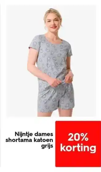 HEMA Nijntje dames shortama katoen grijs aanbieding