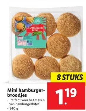 Lidl Mini hamburgerbroodjes aanbieding