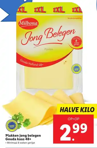 Lidl Plakken jong belegen gouda kaas 48+ aanbieding