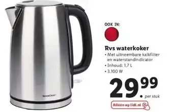 Lidl Rvs waterkoker • met uitneembare kalkfilter en waterstandindicator inhoud: 1,7 l • 3.100 w aanbieding