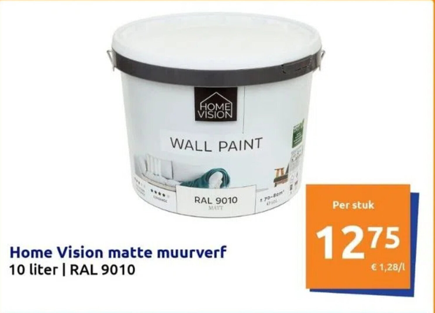 Home Vision matte muurverf 10 liter RAL 9010 aanbieding bij Action