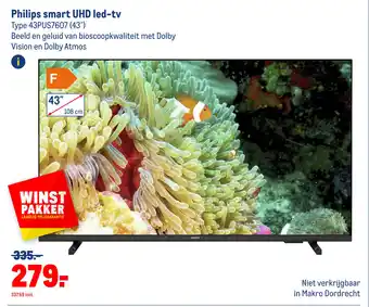 Makro Philips smart UHD led-tv Type 43PUS7607 (43") aanbieding