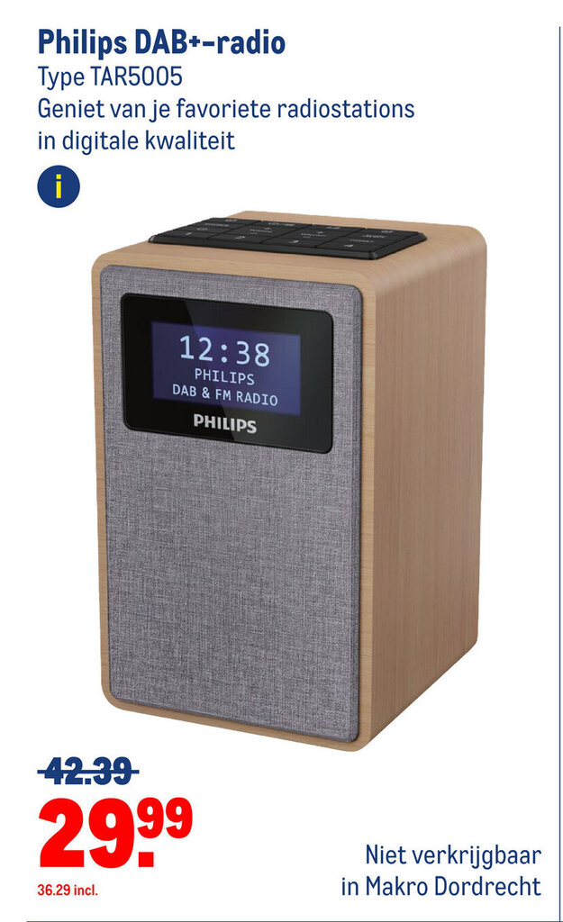 Philips DAB+radio Type TAR5005 aanbieding bij Makro