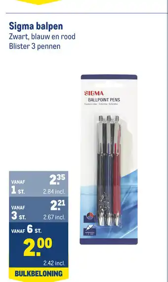 Makro Sigma balpen Zwart, blauw en rood aanbieding