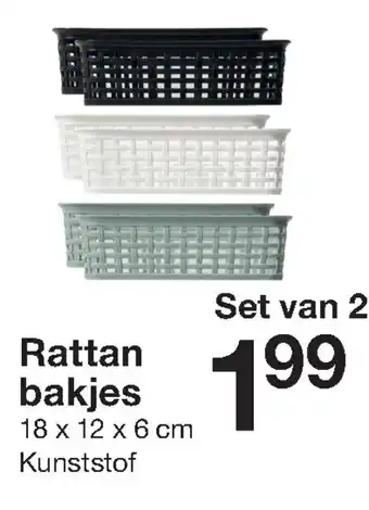 Zeeman Rattan bakjes 18*12*6cm aanbieding