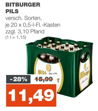 mein real DE BITBURGER PILS 20x0.5 aanbieding