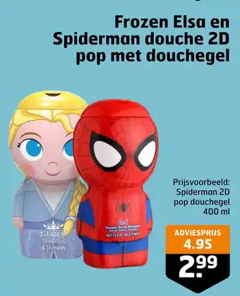 Trekpleister Frozen elsa en spiderman douche 2d non met douchegel aanbieding