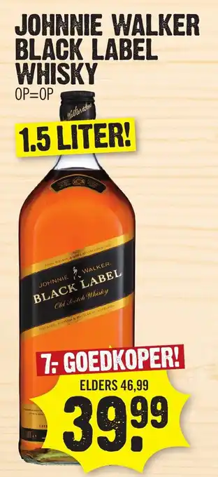 Super Dirck 3 JOHNNIE WALKER BLACK LABEL WHISKY 1.5 LITER aanbieding