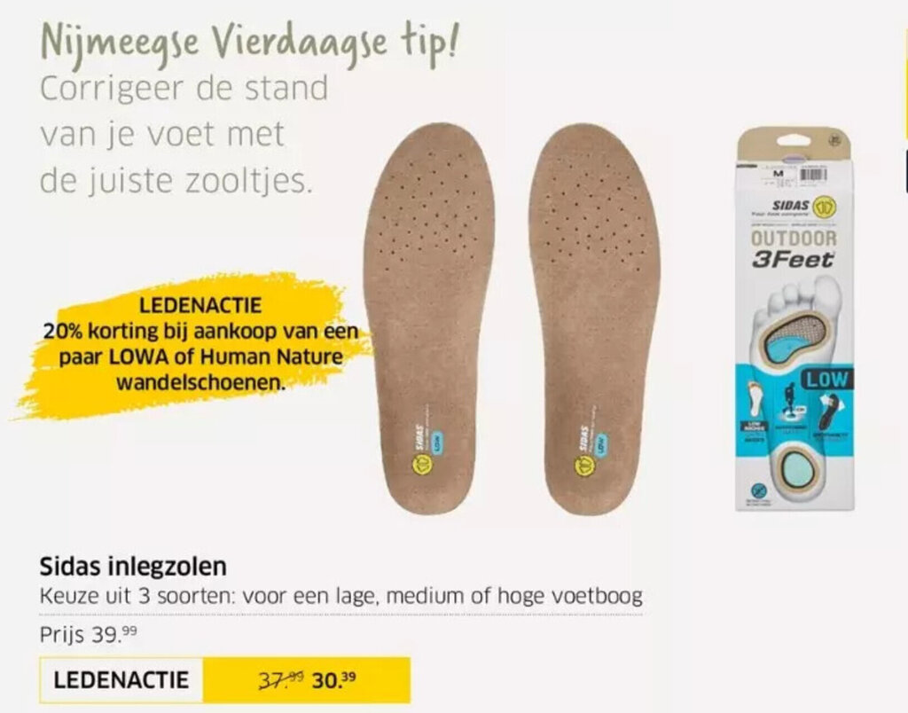 Sidas inlegzolen aanbieding bij ANWB