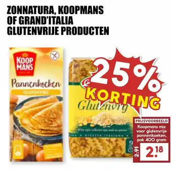 MCD Supermarkt Zonnatura, koopmans of grand'italia glutenvrije producten aanbieding