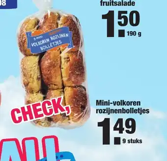 ALDI Mini-Volkoren Rozijnenbolletjes 9 stuks aanbieding