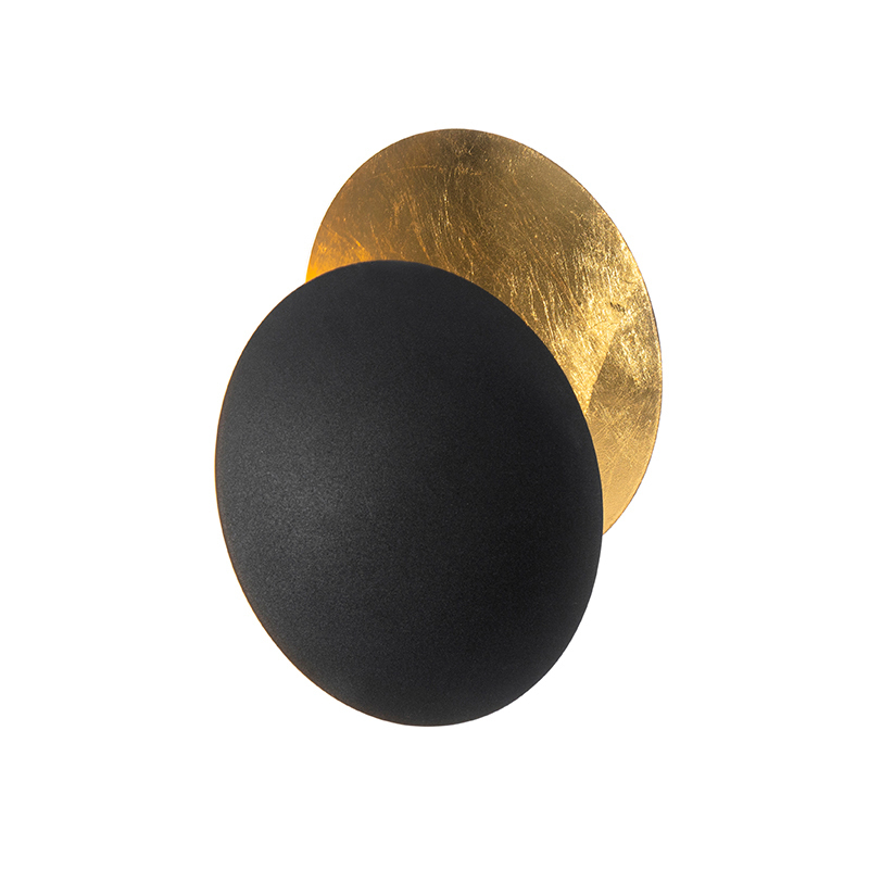Lampenlicht.nl Moderne wandlamp zwart met goud - sunrise aanbieding