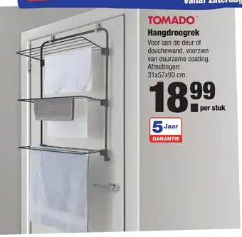 ALDI Tomado Hangdroogrek 31x57x93 cm per stuk aanbieding