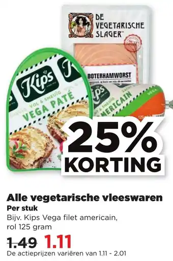 PLUS Alle vegetarische vleeswaren 125g aanbieding