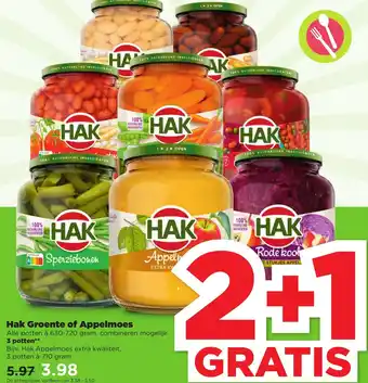 PLUS Hak Groente of Appelmoes 630-720g aanbieding