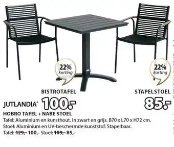 Jysk Hobro tafel + nabe stoel aanbieding