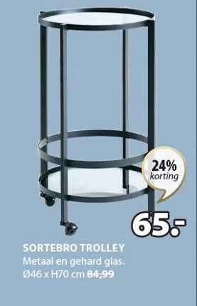 Jysk Sortebro trolley aanbieding