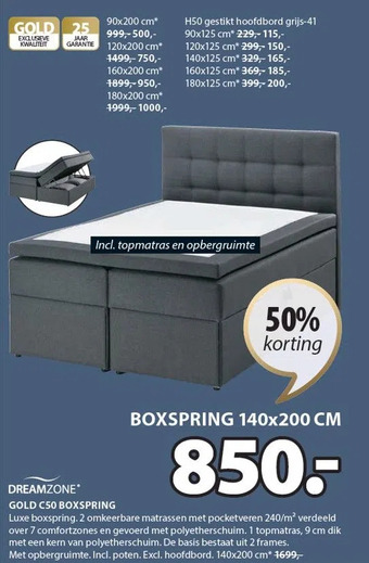 Jysk Dreamzone* gold c50 boxspring aanbieding