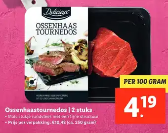 Lidl Ossenhaastournedos 100gram aanbieding