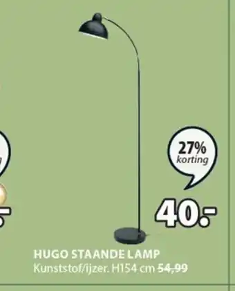 Jysk HUGO STAANDE LAMP Kunststof/ijzer. H154 cm aanbieding