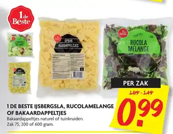 Dekamarkt 1de Beste ijsbergsla, rucolamelange of bakaardappeltjes aanbieding