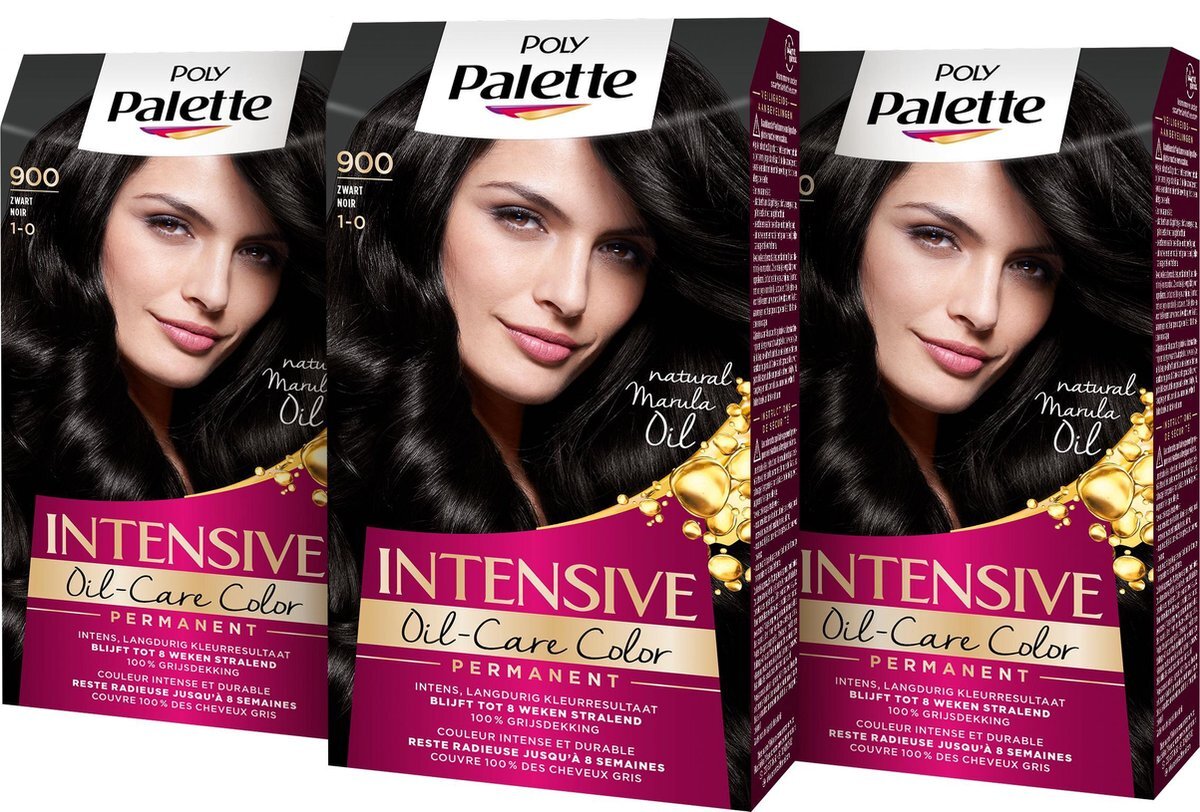 Bol.com Poly palette 900 zwart haarverf - 3 stuks - grootverpakking aanbieding