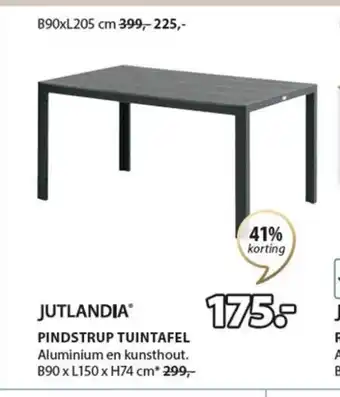 Jysk JUTLANDIA® PINDSTRUP TUINTAFEL Aluminium en kunsthout. B90 x L150 x H74 cm aanbieding