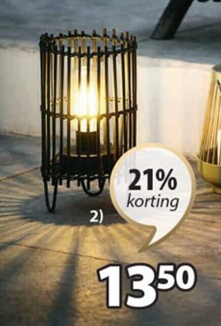 Jysk GULSPURV BATTERIJ LAMP Metaal/kunststof/wilg. Incl. lamp. Ø12xH22 cm aanbieding