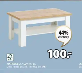 Jysk MARKSKEL SALONTAFEL Deco fineer. B60 x L110 x H53 cm aanbieding