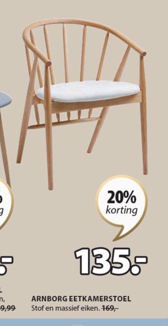 Jysk ARNBORG EETKAMERSTOEL Stof en massief eiken. aanbieding