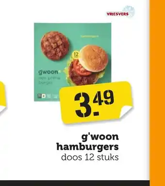 Coop G'woon hamburgers doos 12 stuks aanbieding