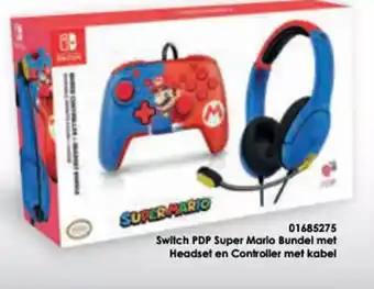 ToyChamp Switch PDP Super Mario Bundel met Headset en Controller met kabel aanbieding