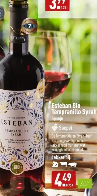 ALDI Esteban Bio Tempranillo Syrah Spanje aanbieding