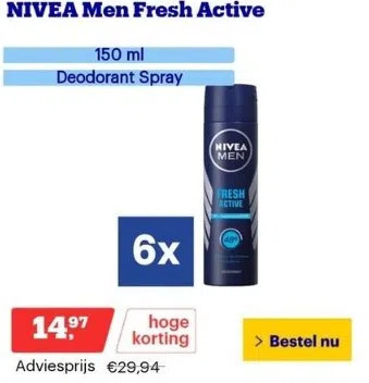 Bol.com Nivea men fresh active aanbieding