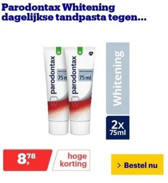 Bol.com Parodontax whitening dagelijkse tandpasta tegen bloedend tandvlees 2x75 ml aanbieding