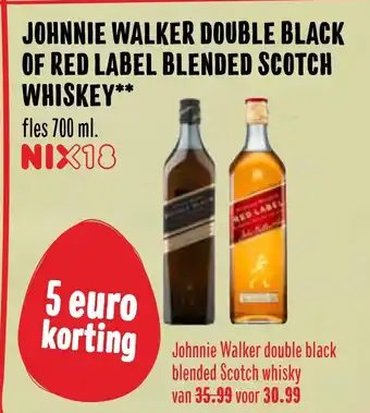 Boon`s Markt Johnnie Walker Double Black Of Red Label Blended Scotch Whiskey 700 ml aanbieding