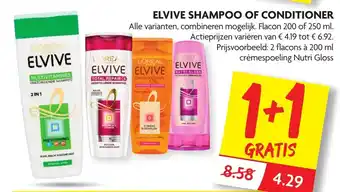 Dekamarkt Elvive shampoo of conditioner 1+1 aanbieding