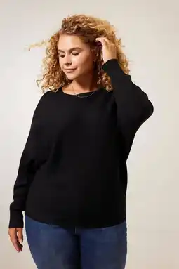 Wehkamp Miss etam plus ribgebreide trui letizia zwart aanbieding
