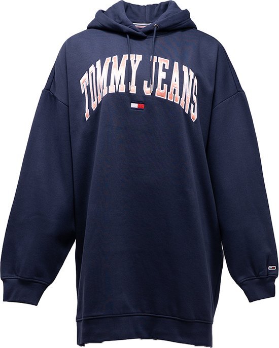 Bol.com Tommy hilfiger tjw collegiate logo hoodie dress dames hoodie - blauw - maat m aanbieding