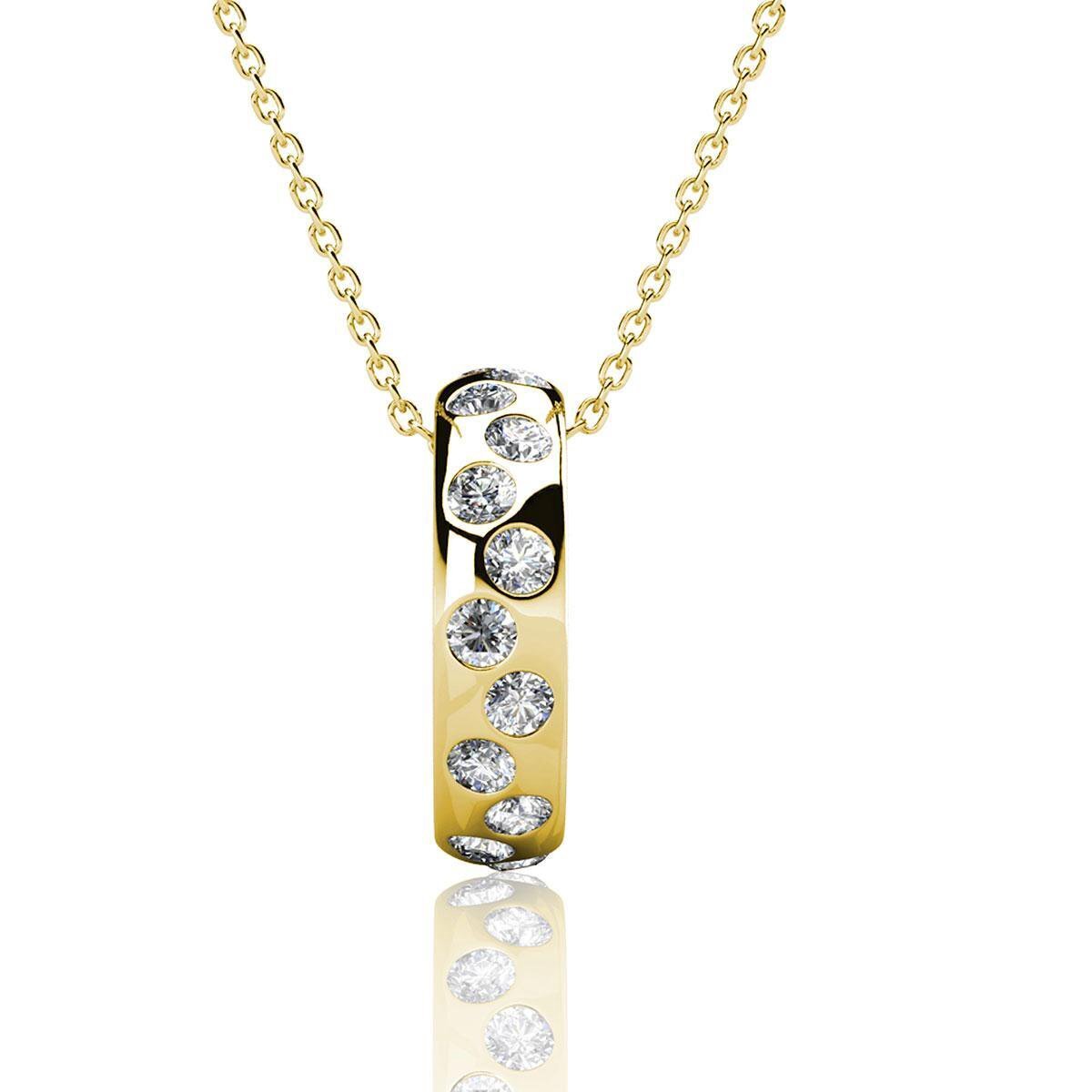 Bol.com Yolora dames ketting met hanger - kalpa camaka kristallen - goudkleurig - 18k geelgoud verguld - vrouwen collier goud - siera aanbieding