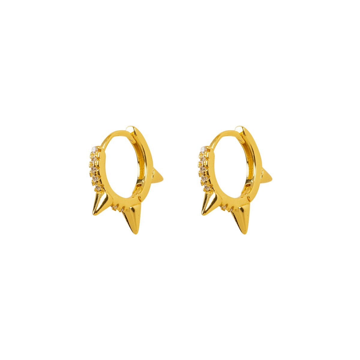 Bol.com Rebelle amsterdam - gouden oorringen - oorbellen voor dames - stoere spikes - gold plated - 18 karaat goud aanbieding