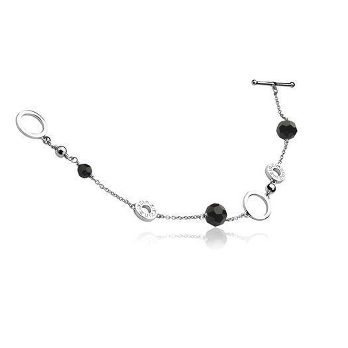Bol.com Zinzi - zilveren collier - zwarte swarovski kristal beads - 70 cm (zic678) aanbieding