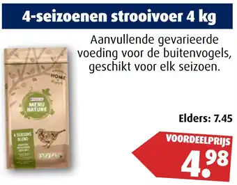 Huisdier Voordeelshop 4-seizoenen strooivoer 4 kg aanbieding