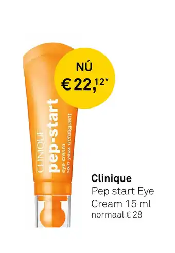 Mooi parfumerie Clinique Pep start Eye Cream 15 ml aanbieding