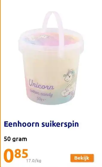 Action Eenhoorn suikerspin 50 gram aanbieding