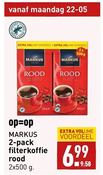 ALDI MARKUS 2-pack filterkoffie 2x500g aanbieding